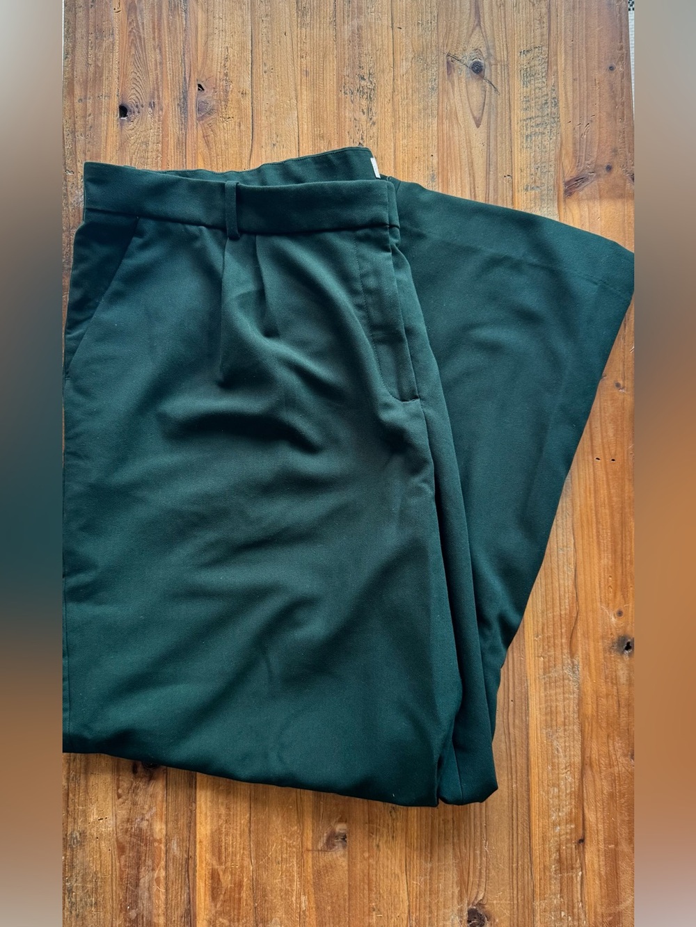 Abercrombie & Fitch Sloane Tailored Dark Green Dress Pants - Wide Leg